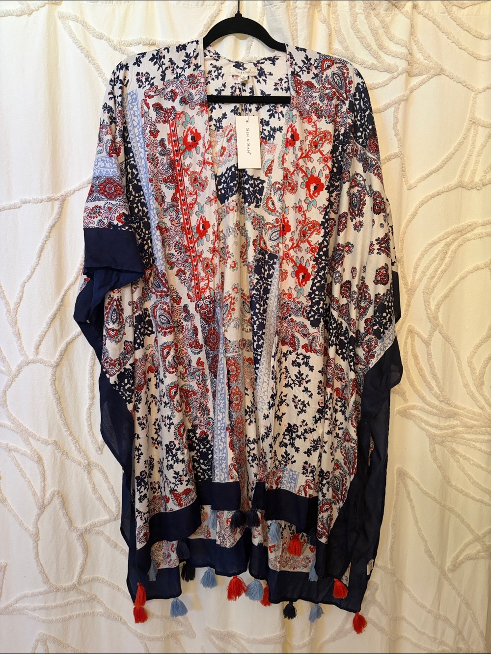 Sim & Sam Boho Kimono with Tassels - NWT